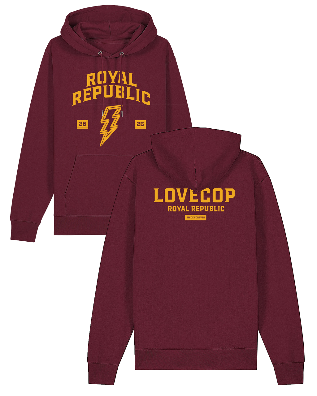 ROYAL REPUBLIC - College Style Hoodie 2026 (Burgundy)