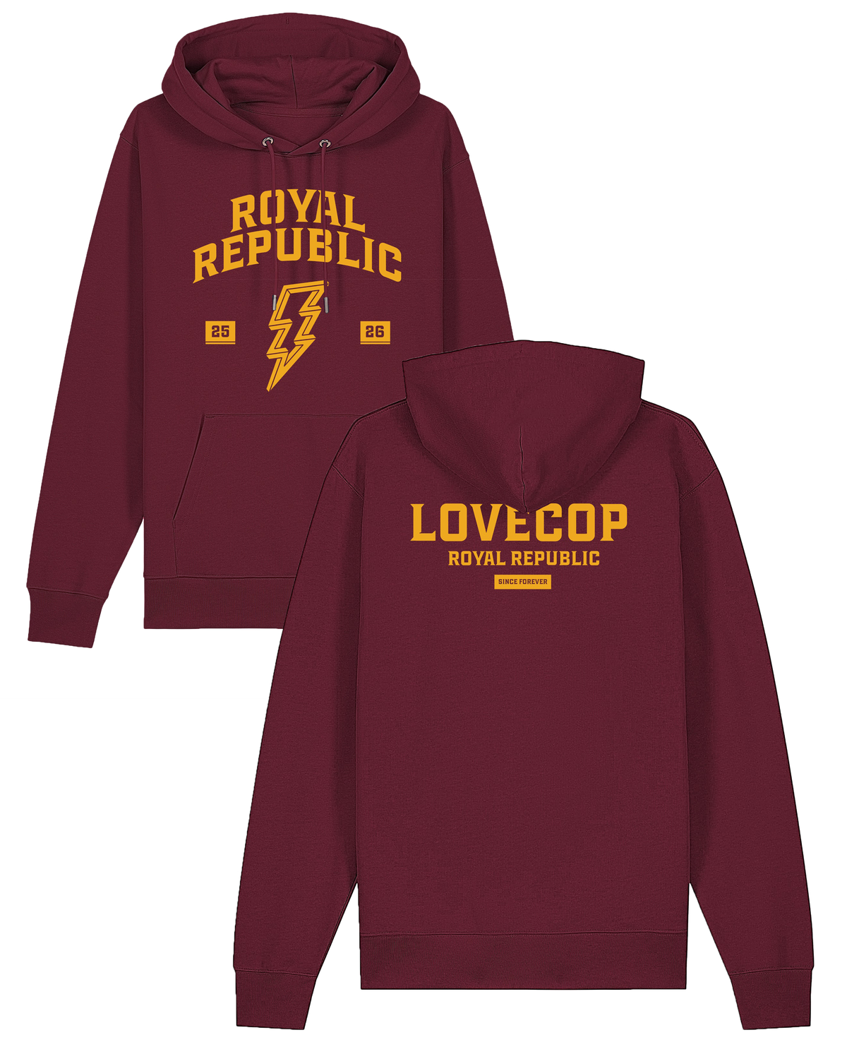 ROYAL REPUBLIC - College Style Hoodie 2026 (Burgundy)